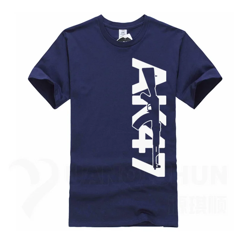 NavyBlue 1 Эксклюзивные Мужские топы, футболки, летняя мода, новинка, AK47, с принтом, футболка с коротким рукавом, для мужчин, AK 47, с винтовкой, с ружьем, персонализированные футболки 3XL - Цвет: NavyBlue 1