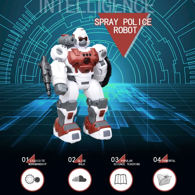 2.4GHz RC Robot Spray Police Robot with Gesture Sensing Automatic Demonstration Singing Dancing Light Spray Birthday Gift 1