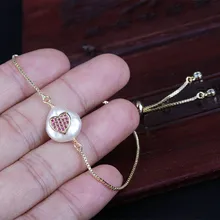 Красное вино фуксия cz хрустальные крошечные Шарм с сердцем пресноводные жемчужные подвески изящные золотые звенья браслеты для женщин ювелирные изделия подарок