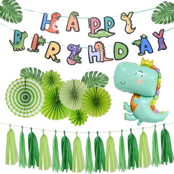 

Cartoon Dinosaur Banner Paper Fanhua Tassel Set Happy Birthday Decor Kids Boys Garlands One 1st Dion Birthday Banners Decor