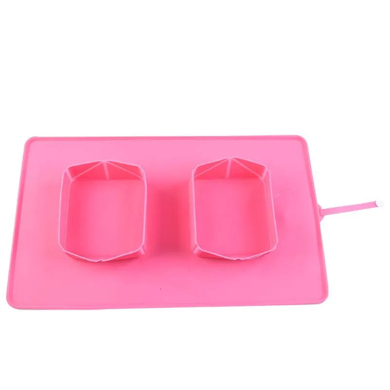 Free Shipping Anti-overflow Placemat Silicone Double Folding Bowl Pet Dog Cat Feeders Products Goods