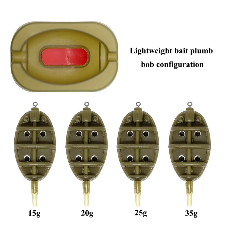 Для рыбалки на карпа, встроенный метод подачи 4 кормушки 15/20/25/35g 30/40/50/60 г в комплекте набор форм для украшения рыболовный инструмент - Цвет: 15-35g