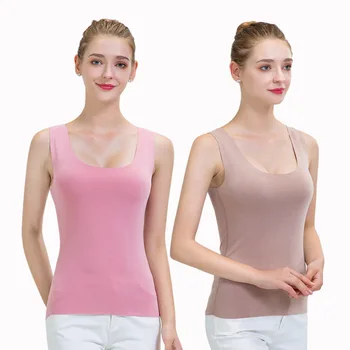 

Dralon Velvet Hair Hot No Trace Warm Vest Ladies Round Neck Stretch Cotton Dralon Velvet Camisole Underwear
