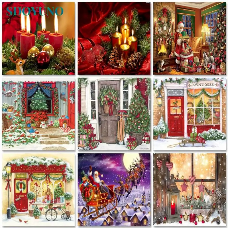 

SDOYUNO Oil Painting By Numbers Christmas 60x75cm Paint By Numbers On Canvas Watercolor Scenery Home Decor Unique Gift