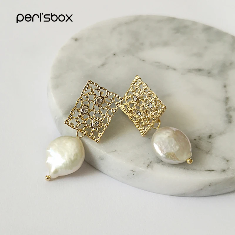 Женские квадратные геометрические серьги Peri'sBox маленькие стразы из