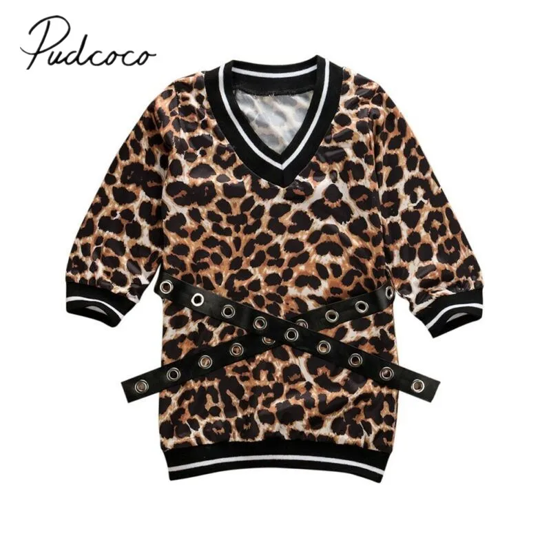 2 шт. футболка с длинным рукавом и пояс леопардовым принтом | Детская одежда обувь