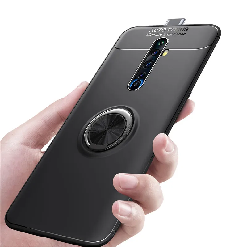 Для Realme X2 Pro Чехол из мягкого ТПУ силикона металлическое кольцо на палец матовая задняя крышка для OPPO Realme X2 чехол противоударный чехол