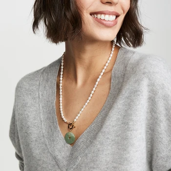 

Natural stone Pendant Pearl Necklace High Quality For Women Add Charm Choker Luxury Atmosphere Party Wedding Christmas Gift 2020