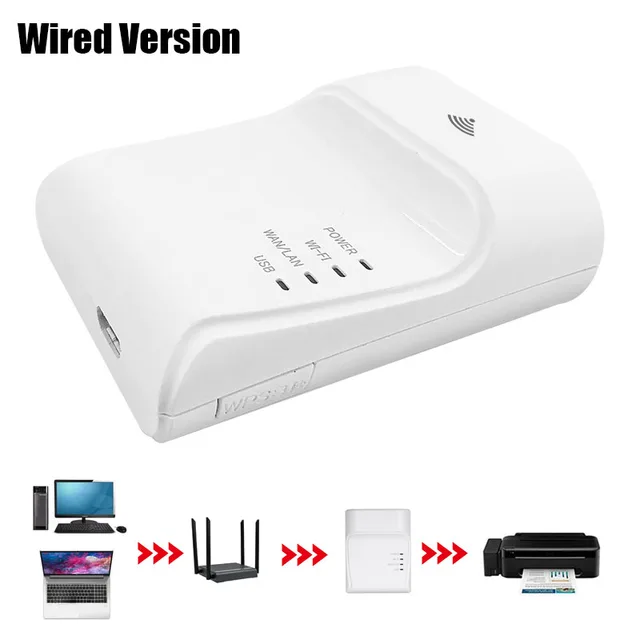 Wifi Ethernet Usb Printe Server Adapter coda automatica connessione tramite Wifi e Lan 100M per stampante Usb Laptop Pc stampa Server condividi 1