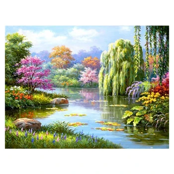 

Diamond Art Willow Lake Landscape 5d Diamond Painting Full Drill Diamond Embroidery Mosaic Picture Of Rhinestones Home Decor