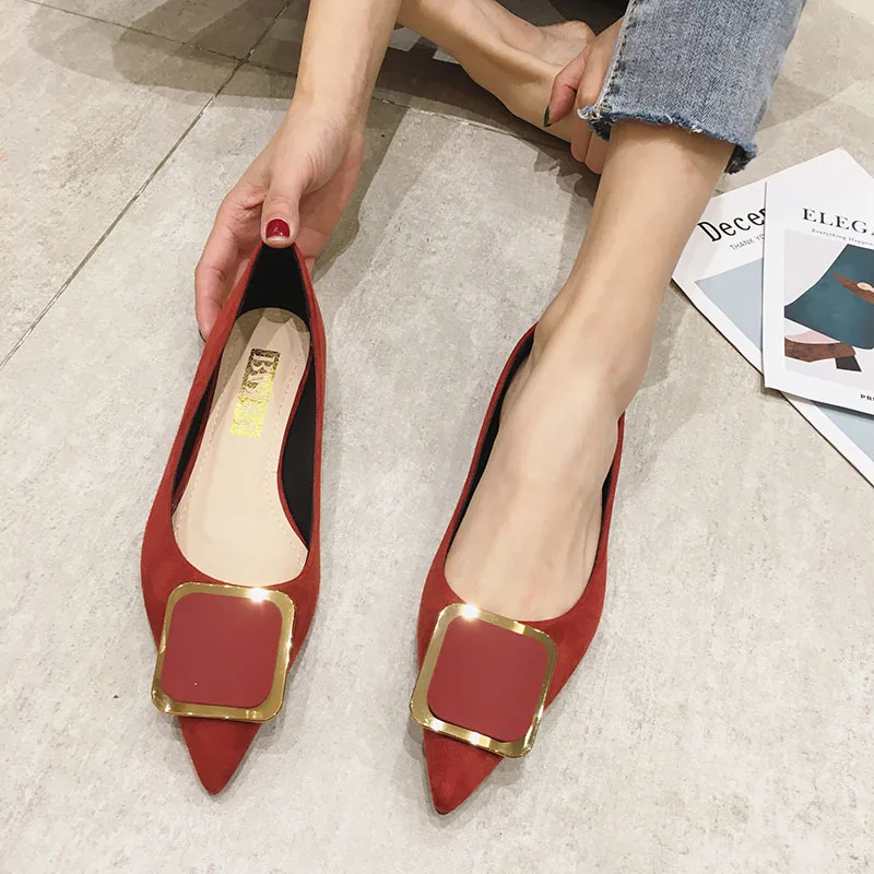 2022 New Spring and Autumn Flat Shoes Fashion Square Toe Fresh Color Office Ladies Shoes Loafers Ladies Flat Driving Shoes