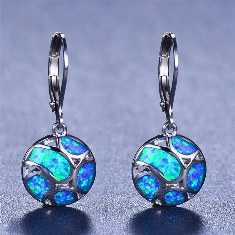 Fashion Women Earrings Bohemian Blue/White Fire Opal Long Dangle Earrings For Women Accessories Elegant Statement Jewelry