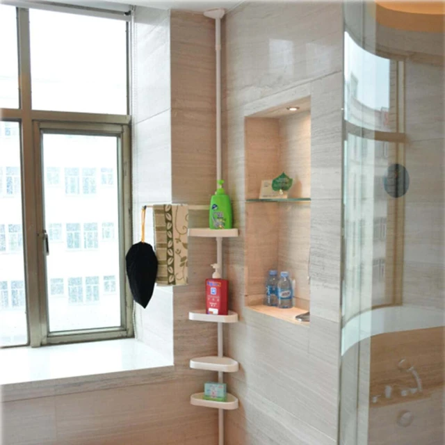 4-Layer Shower Telescopic Corner Caddy Storage Shelf Stainless Steel Free Standing  Organizer For Bathroom Space Saving - AliExpress