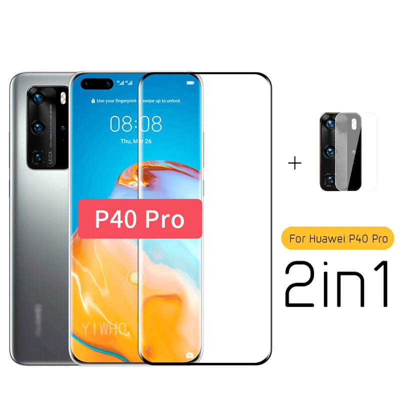 2 в 1 Защитное стекло для Huawei P40 Pro Lite E P40Pro защита экрана HD объектив камеры