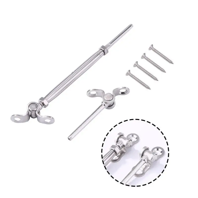 5pcs Stainless Steel Deck Cable Track Kit for Wood Posts Turnbuckle Screws