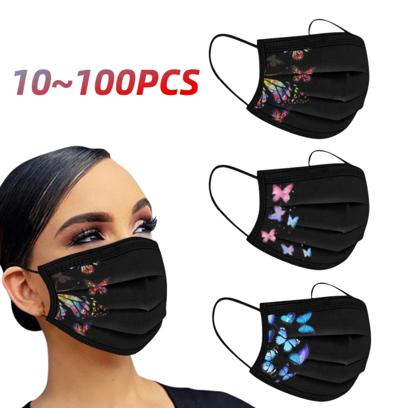 Black Print Mask Disposable Negro Masks Approved Viruses Hygienic Reusable Face Virus antivirus Protective Spain for Women | Красота и