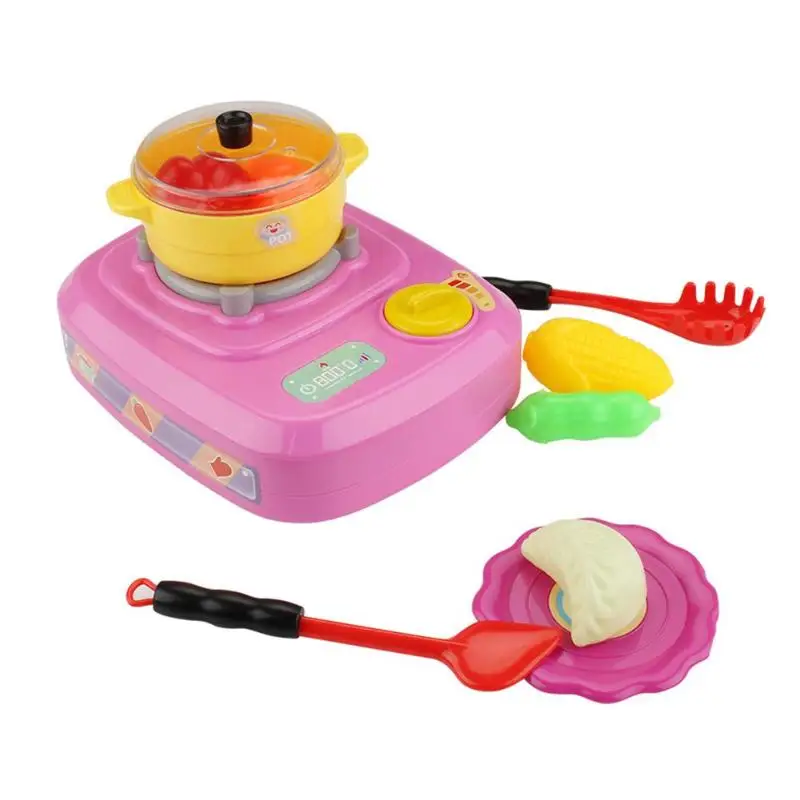 23PCS Children Kitchen Pretend Play Toys Electric Simulation Multi-function Gas Stove Light Ringing Fog Toys Education Toy Gifts