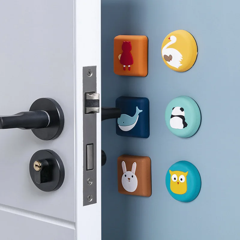 

2pcs Cartoon Door Handle Anti-collision Pad Wall Sticker Refrigerator Door Bumper Sticker Home Mute Thick Silicone Protection
