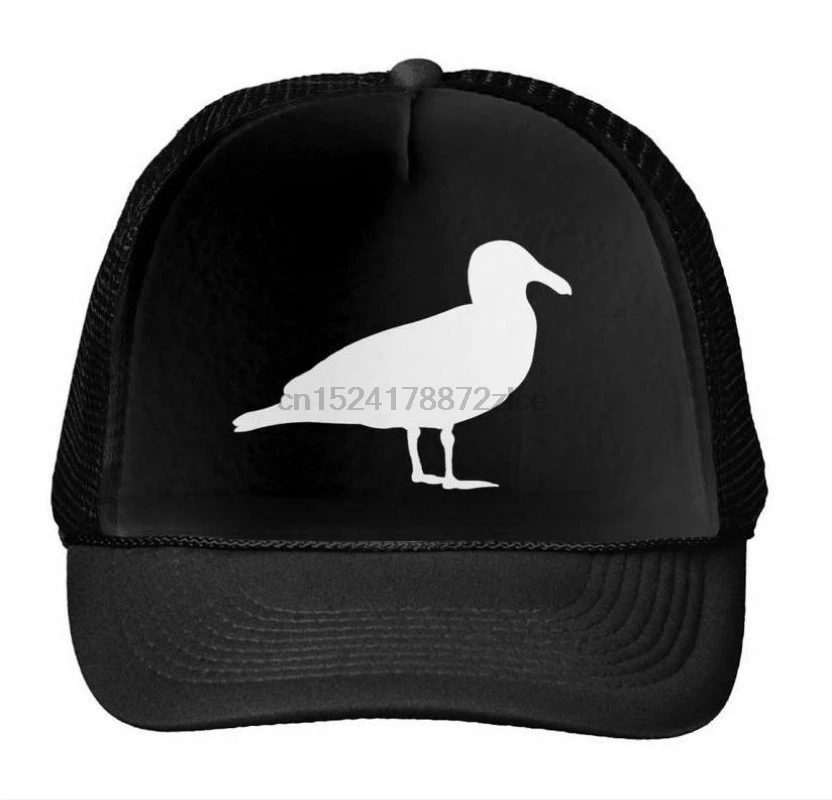 Бейсболка с принтом чайки, Кепка водителя грузовика для женщин и мужчин, унисекс, с сеткой, регулируемый размер, черный, белый цвет, Прямая поставка, M-73