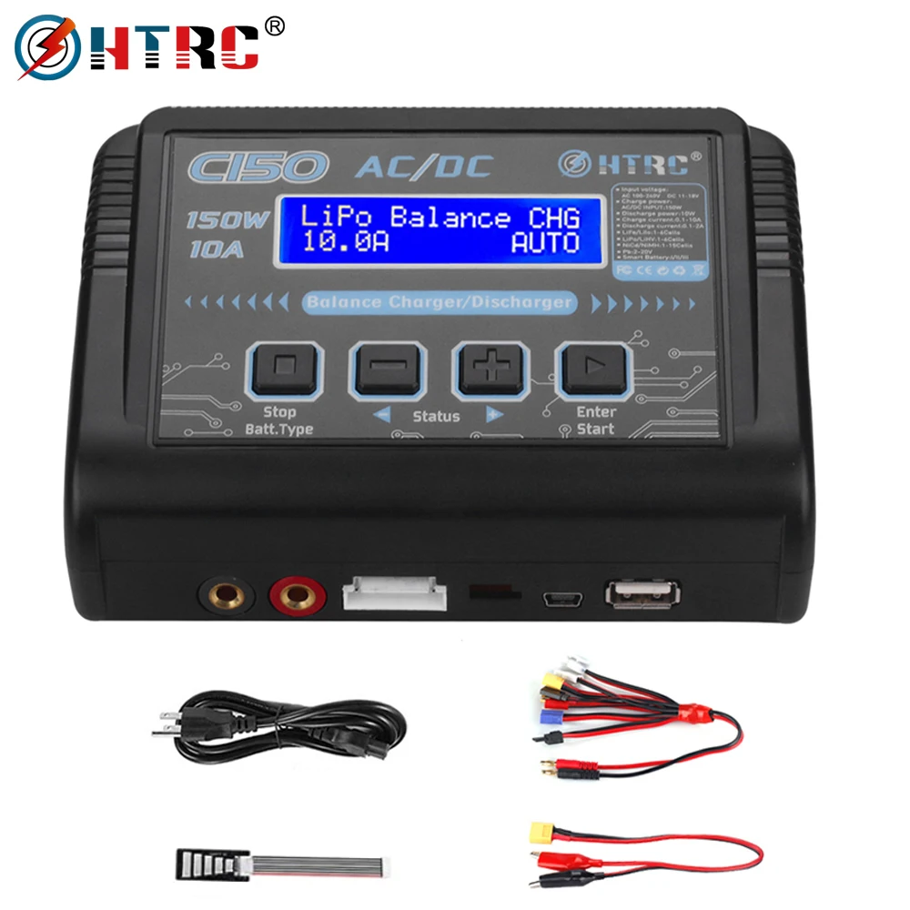 Новое HTRC C150 Lipo зарядное устройство черного цвета AC/DC 150 Вт 10A Drone Balance Dis для LiPo LiHV LiFe