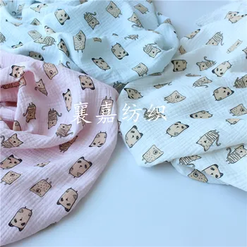 

Cotton Crepe Cartoon Bubble Yarn Infant Double Gauze Blanket Cloth Pajamas Fabric