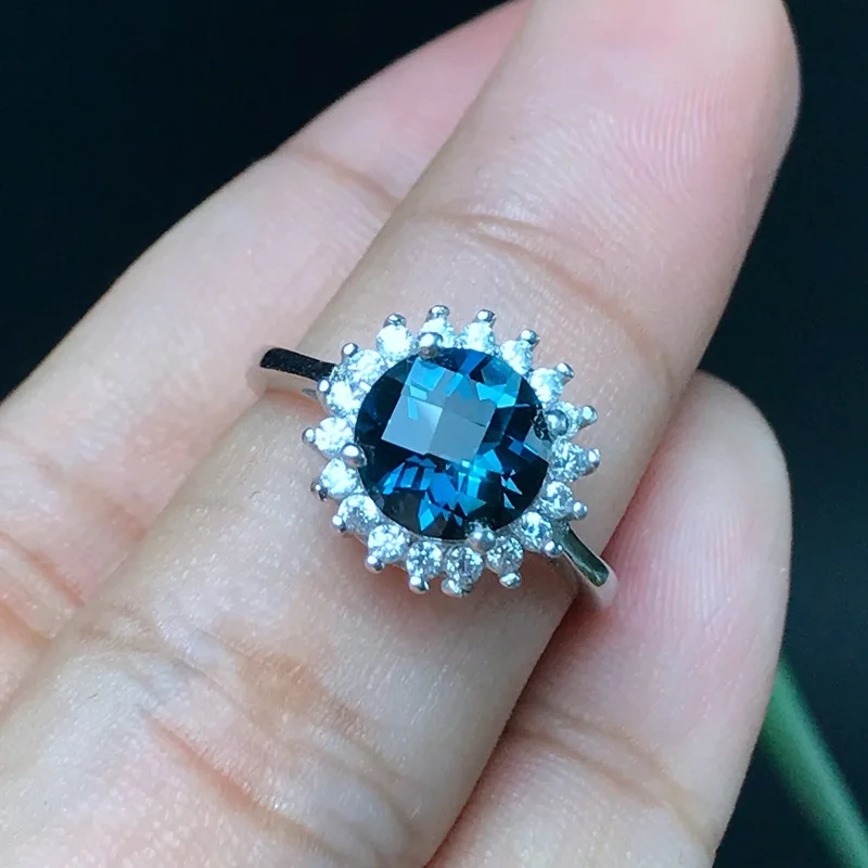 Изысканное женское серебряное кольцо с голубым топазом, натуральный камень, серебро 925 пробы, хороший цвет, подарок на день рождения, Овальный подарок на год