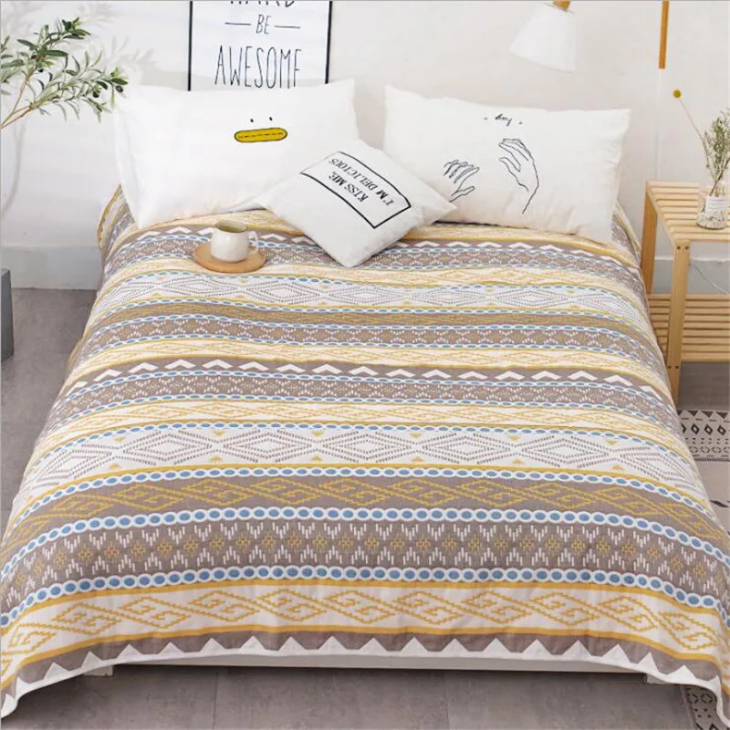 Luxury Multi-Purpose Soft 6 Layer Gauze Cotton Bedspread Sofa Bed Jacquard King Queen Single Double Bedroom Bedspread Coverlet 1
