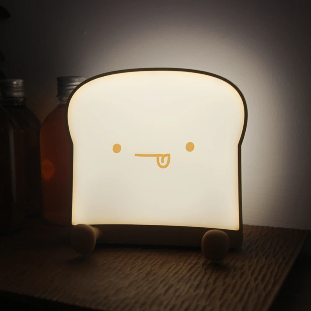 

New LED Toast Night Light Bedroom Bedside Lamp Adjustable Double-Sided Luminous Pat Light and Mobile Phone Holder Gift for Girls