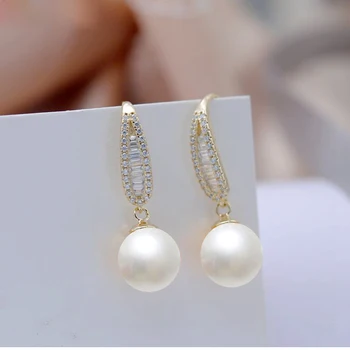 

MeiBaPJ Luxurious 8mm Round Natural Pearl Fashion Drop Earrings Real 925 Sterling Silver Fine Charm Wedding Jewelry for Women