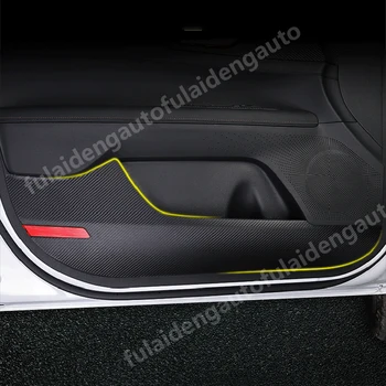 

4pcs For Kia Forte K3 2019-2020 New Carbon fiber leather Door Anti Kick Pad Protective Trim cover Car Styling
