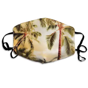 

Palm Tree Unisex Mask Indoor Outdoor Cycling Camping Travel Windproof Sun Anti Dust Mask Mouth with Adjustable Ear Loops