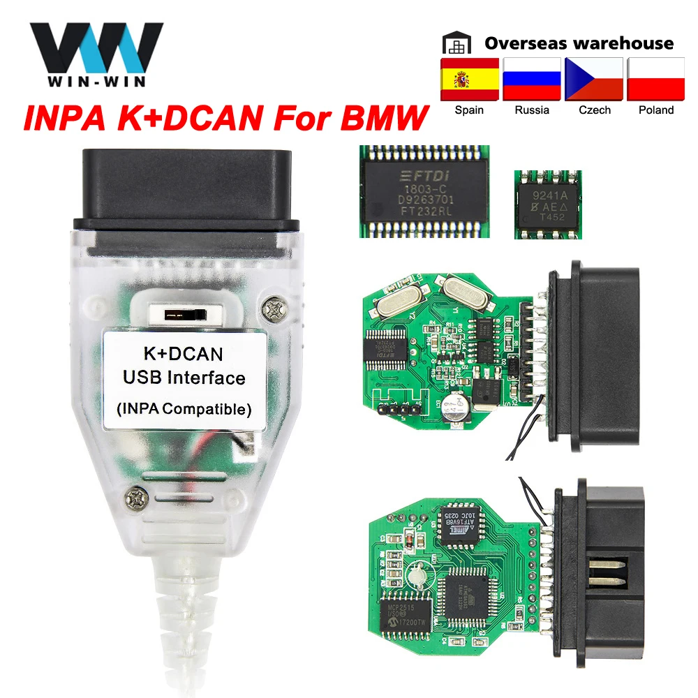 Автомобильный диагностический инструмент для BMW INPA K + DCAN переключатель с FTDI 9241A OBD