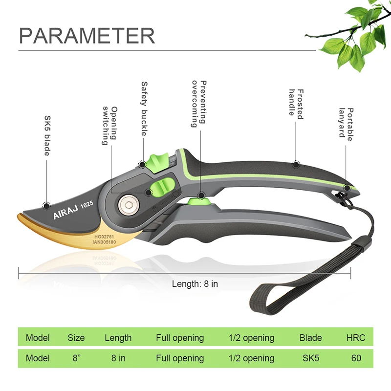 AIRAJ Household Pruning Shears Garden Shears Portable Branches Fruit Tree Flower Pruning Scissors Tool With Folding Saw