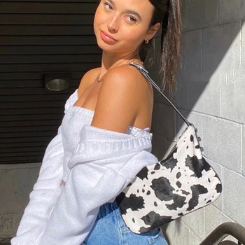 

Cute Cow Pattern Women Handbags 2020 Soft Leather Shoulder Bags Retro Cow Bag uette Handbag Female Purses Bolsa Design Clutch