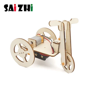 

Saizhi Fun DIY Inventions Science Kit for Kids Wooden Electric Toys Tricycle Model STEAM Education School Project Creative Boy