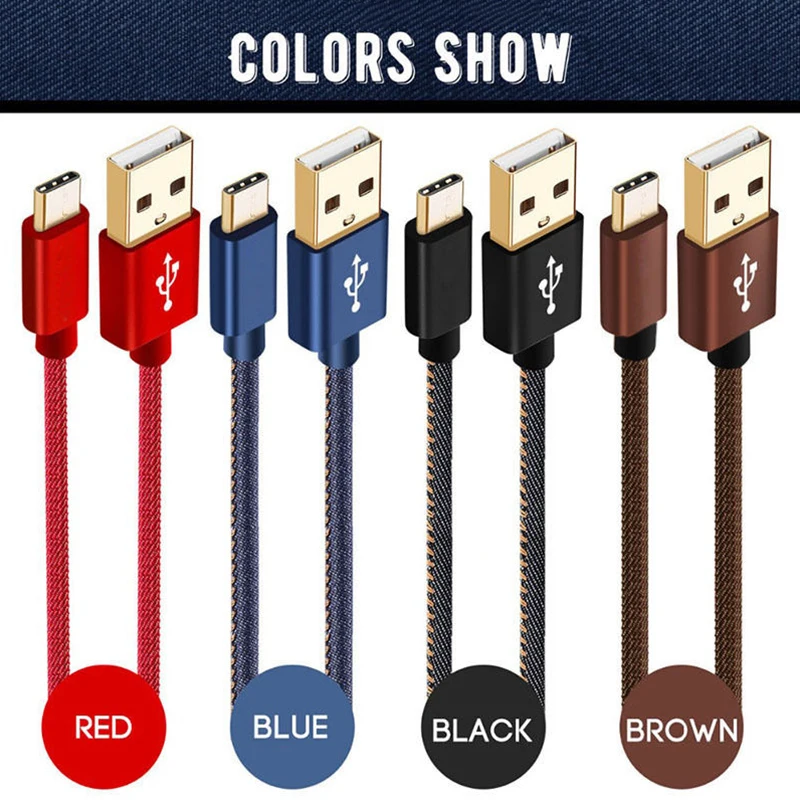 

Type-C Denim Line Fast Quick Charging Cable Type-C Data Line Synchronization 2A for Android Samsung Huawei Millet Cord Wire