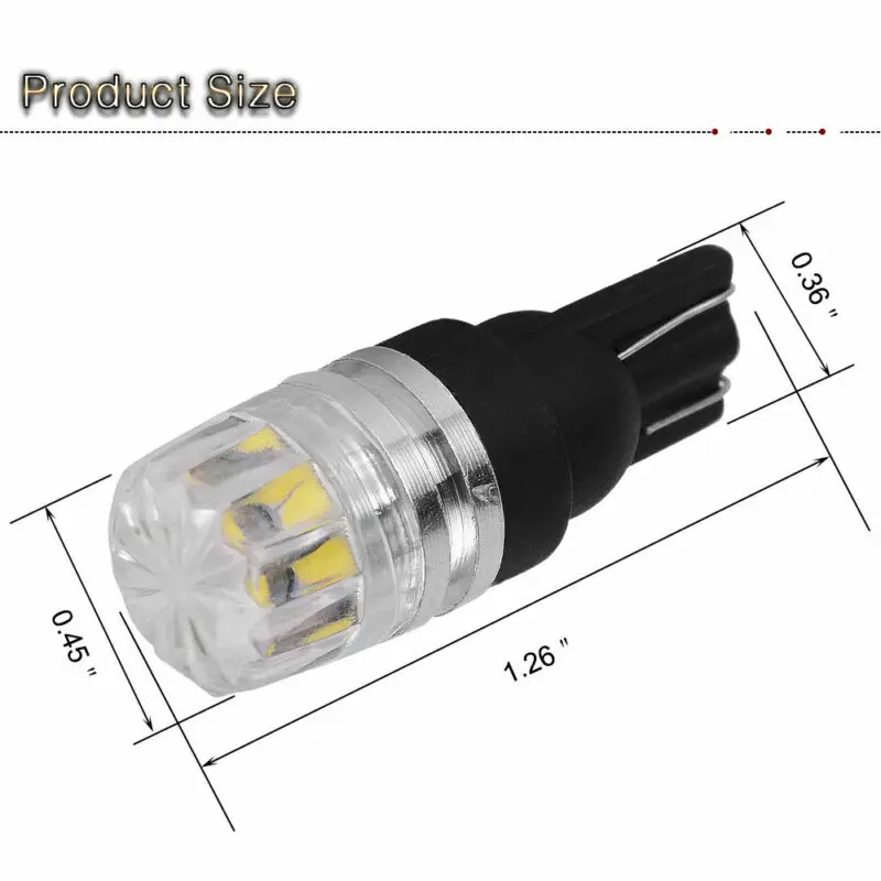 

10pcs Set Auto LED Light Bulbs 6000K White T10 2SMD Dome Map Inner Accessories