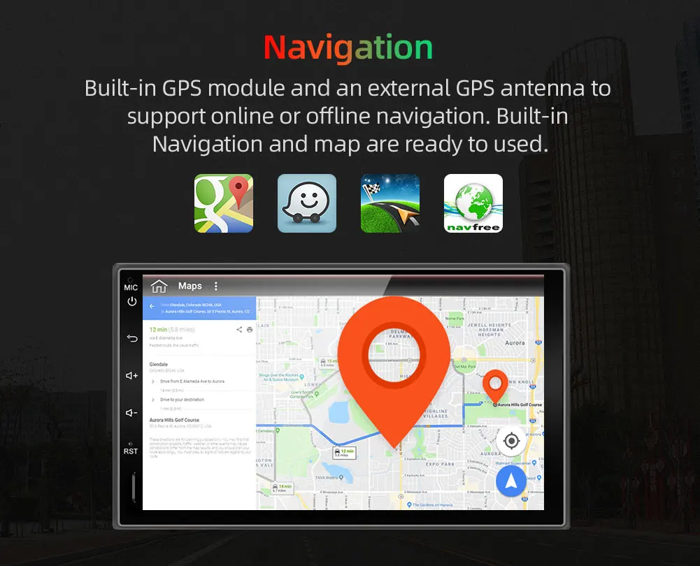 Sale android 9.0 car radio bluetooth gps navigation for universal 2 din 1024*600 cassette player vehicle with wifi,usb, sd, obd,dab 24