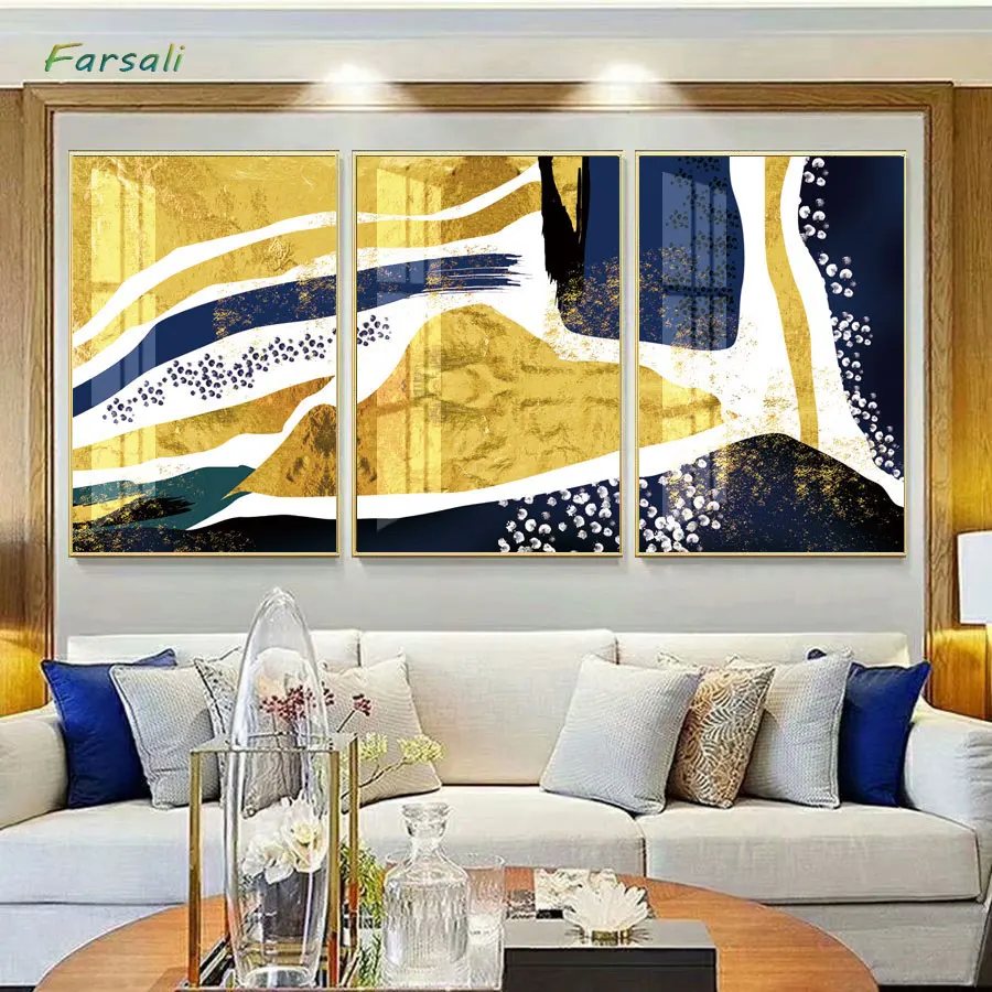 Nordic Unique Imagen Gold Leaves Green Plant Modern Poster And Print Abstract Simple Wall Art For Living Room Aisle Home Décor