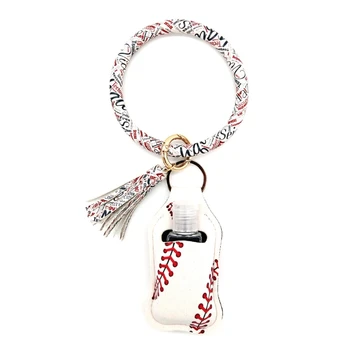 

Leopard Print Leather Bracelet Wristlet Keychain with Empty Refillable Bottle K1KB