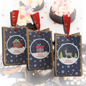 

The New 20/30 Pcs Christmas Candy Packaging Jewelry Food Bread Kraft Paper Gift Bags Christmas gifts box packaging bag