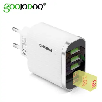 

GOOJODOQ LED Digital Display 3 Ports USB Charger 3.1A Max Fast Charge for Samsung Xiaomi Huawei Charging Adapter for iPhone