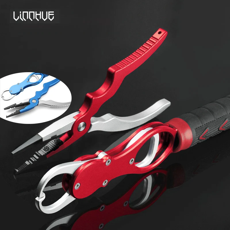 

LINNHUE Aluminum Alloy Fish Grip&Plier High Quality Fishing Grip Hook Recover Cutter Line Split Ring Fishing Tool Tackle Hot