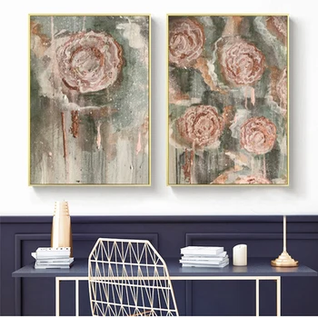 

SELFLESSLY Abstract Pink Flower Poster Canvas Painting Rose Posters and Prints Wall Art Pictures for Living Room Home Decor