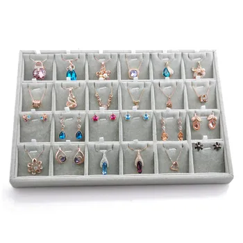 

15 Slots Jewelry Display Tray Velvet Necklace Chain Pendant Storage Case Display Jewelry Rack Organizer Stand Holder Fashion