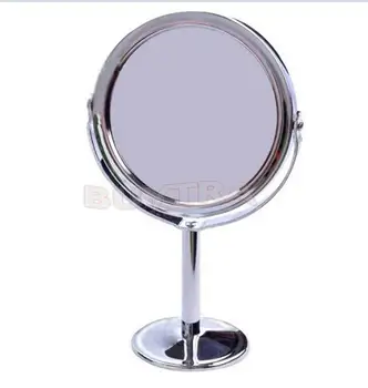 

Stainless Steel Holder Make Up Mirrors Cosmetic Bathroom Double-Sided Desk Makeup Mirror Dia 8cm Women Ladies Home Office Use