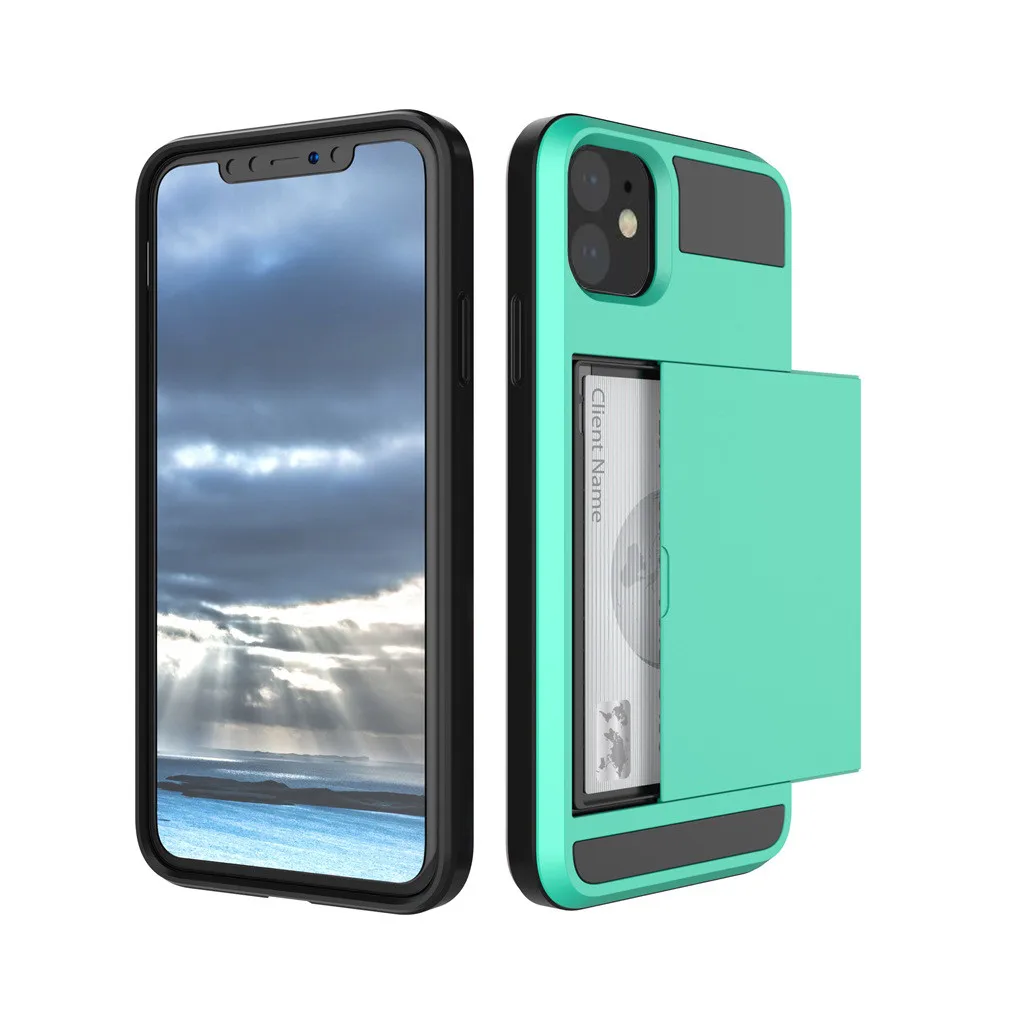 1x чехол для телефона со слотом карт iPhone 11 6 1 дюймов чехол-кошелек s мягкий ТПУ