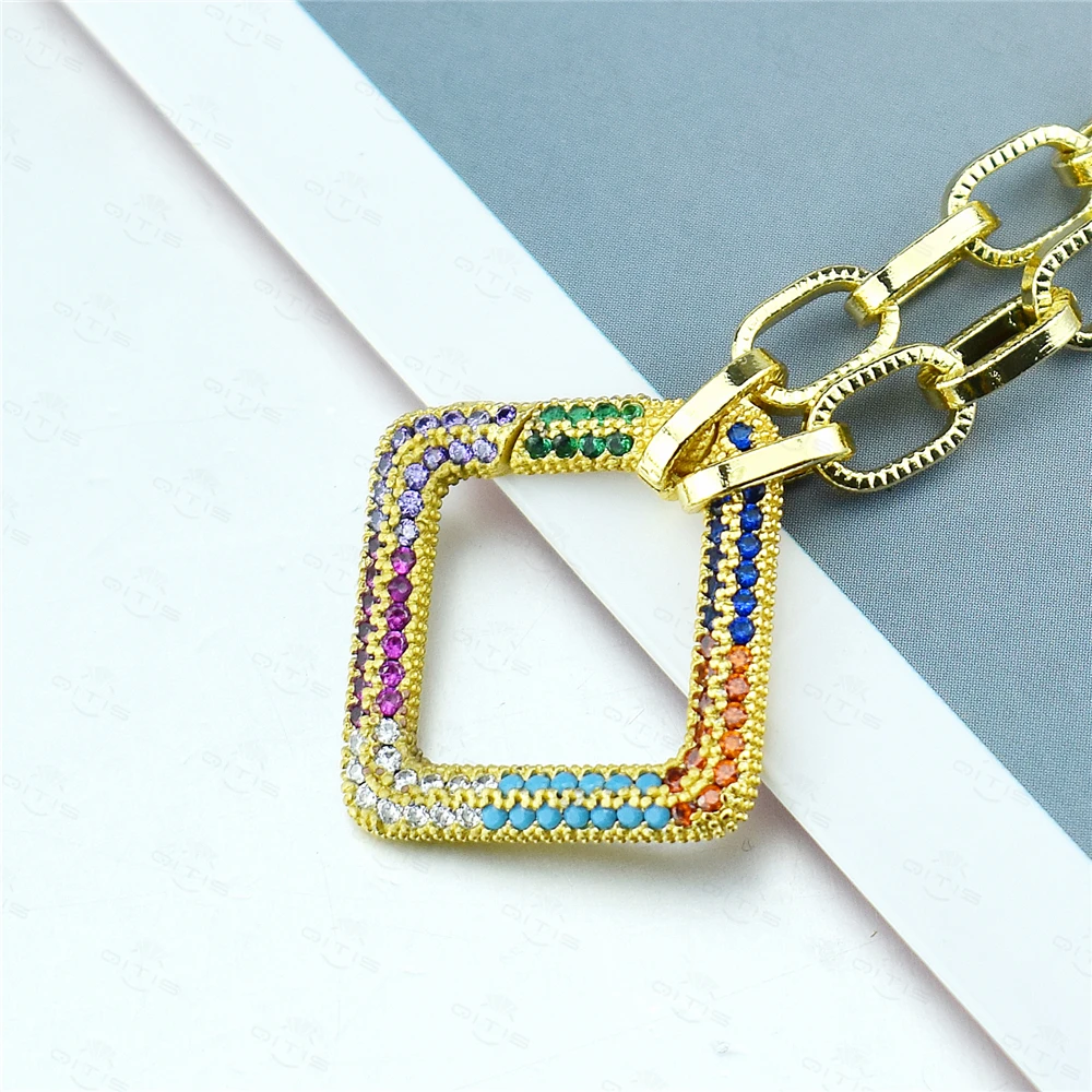 

New Design Can Open Cross Chunky Chain Necklace Rainbow Zircon with Cubic Zircon Religion Pendant Jewelry for Party Gift 1pc