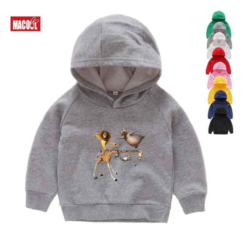 

2019 Children Festival Sweatshirts Gift Winter Cartoon Printing Madagascar Cute Funny Hoodies Sweatshirts Grey 2T-8T 3-15 Years