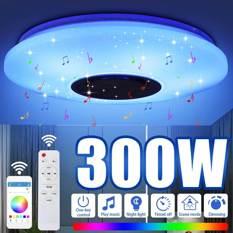 bathroom ceiling light fixtures 300W LED Music Ceiling Light RGB bluetooth Speaker Lamp Home Party Bedroom APP/Remote Control Dimmable Smart Colorful Light cloud ceiling light